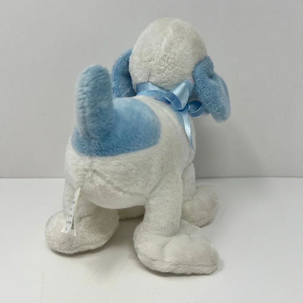 Walmart White Puppy Plush Blue Heart Nose Spotted Eye Dog‎ Stuffed Animal 7